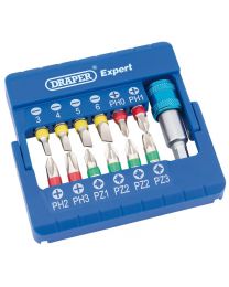 Draper Coloured Screwdriver Bit Set With Magnetic Holder (13 piece)