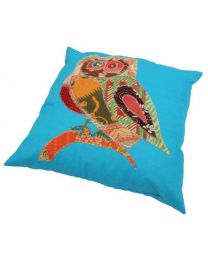 Cushion Cover Owl Kantha Turquoise