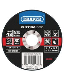 Draper Depressed Centre Stone Cutting Discs (115 x 3.2 x 22.2mm)