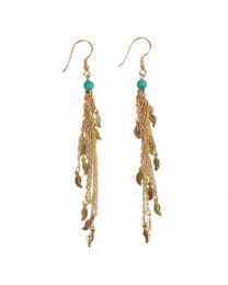 Earrings Gold Coloured Drop With Leaves