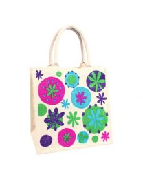 Jute Shopping Bag, Floral Brights