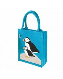 Jute Shopping Bag, Small, Puffins