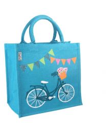 Jute Shopping Bag, Square, Bicycle