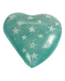 Paperweight Heart Green With Stars