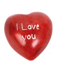 Pebble Red Heart Shape I Love You