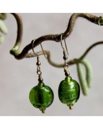 Recycled Glass Earrings Green
