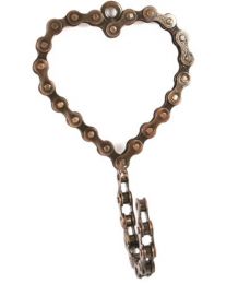 Wall Hook Recycled Bike Chain Heart Single 16cm Height