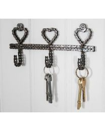 Wall Hook Recycled Bike Chain Triple Small Hearts